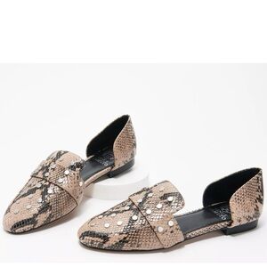 Vince Camuto NEW Wenerly‎ Leather Snake Skin Print Studded Flats Size 10